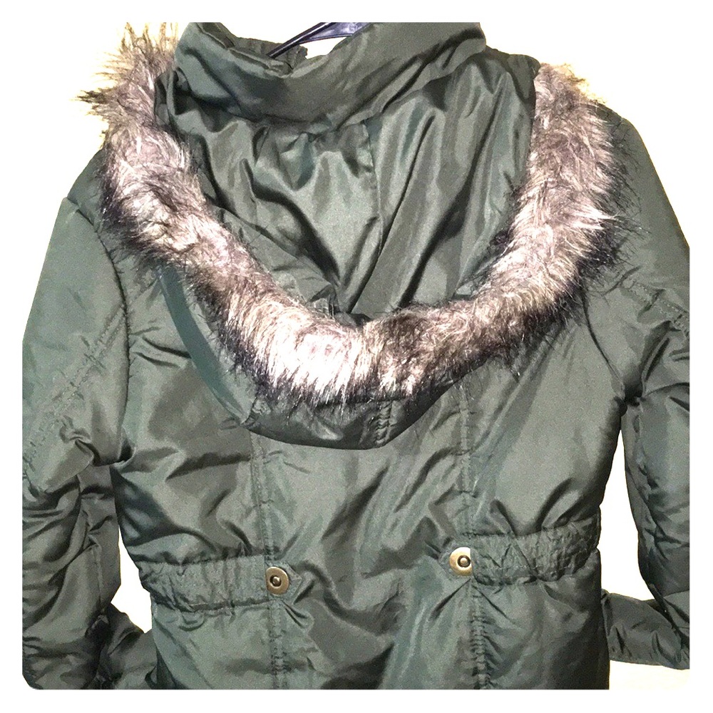 Olive green hooded jacket (size small)